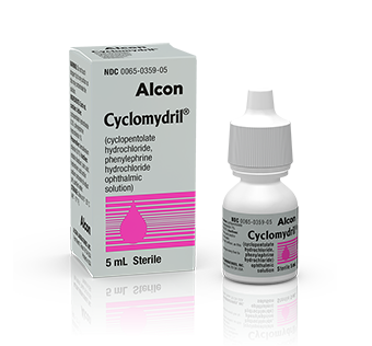 Alcon Cyclomydril ophthalmic solution bottle with product box
