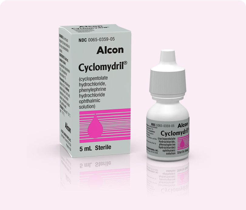 Alcon Cyclomydril ophthalmic solution bottle with product box