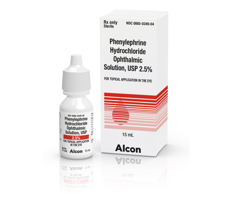 Alcon Phenylephrine Hydrochloride Ophthalmic Solution USP 2.5% bottle with product box