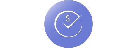 Clock and dollar sign icon inside a light purple circle