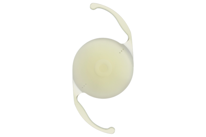 Computer-generated image of a Clareon Vivity IOL.