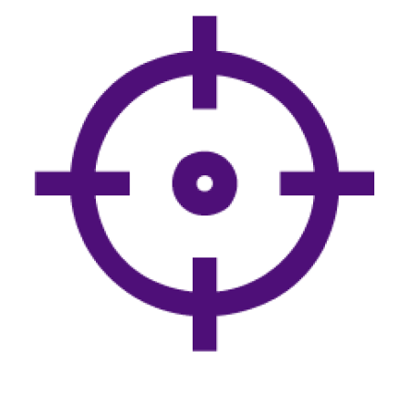 Dark purple icon of a bullseye