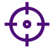 Dark purple icon of a bullseye