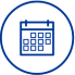 Blue calendar icon in a circle