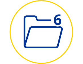 Folder icon with number 6 in a yellow ring