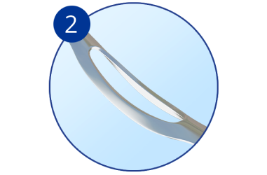 The second circular image of up-close sections of the Hydrus Microstent device.