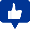 Blauw pictogram van een duim omhoog.