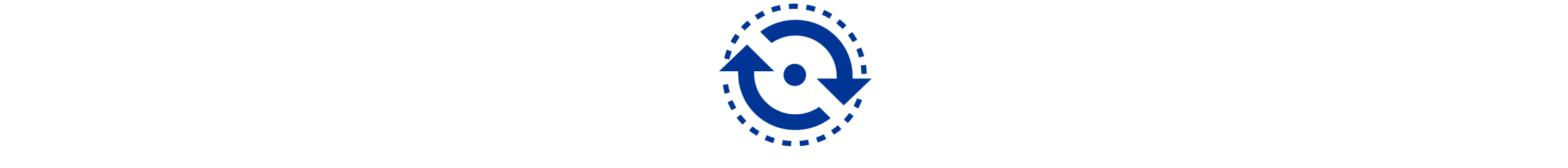Een blauw pictogram met gekartelde lijnen en 2 pijlen rond een kleine cirkel. 