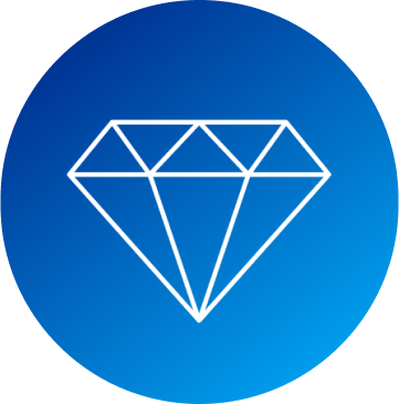 Een pictogram van een diamant die verschijnt over een blauwe achtergrond.