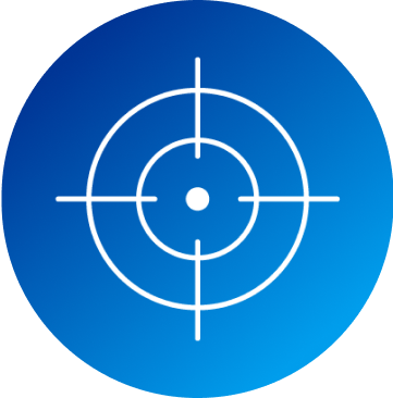 Een pictogram van witte richtkruizen die verschijnen over een blauwe achtergrond.