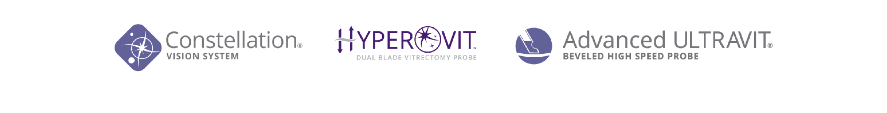 Constellation Vision System, Hypervit Douvle Blade. Vitrectomy Probe, Advanced Ultravit Beveled High Speed Probe logo's.  