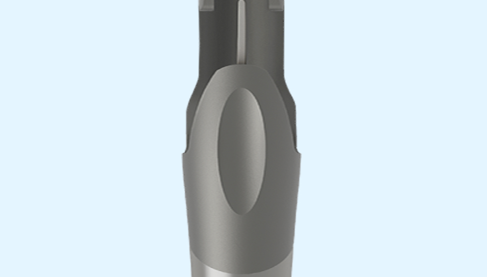 Close-up van het innovatieve inkepingontwerp van de Clareon Monarch IV voor een betere griporiëntatie.