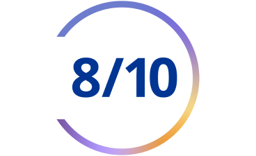 Graphique circulaire indiquant « 8/10 »