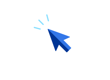 Illustration d’un curseur d’ordinateur bleu avec des lignes de clic, symbole d’interaction ou de navigation numérique