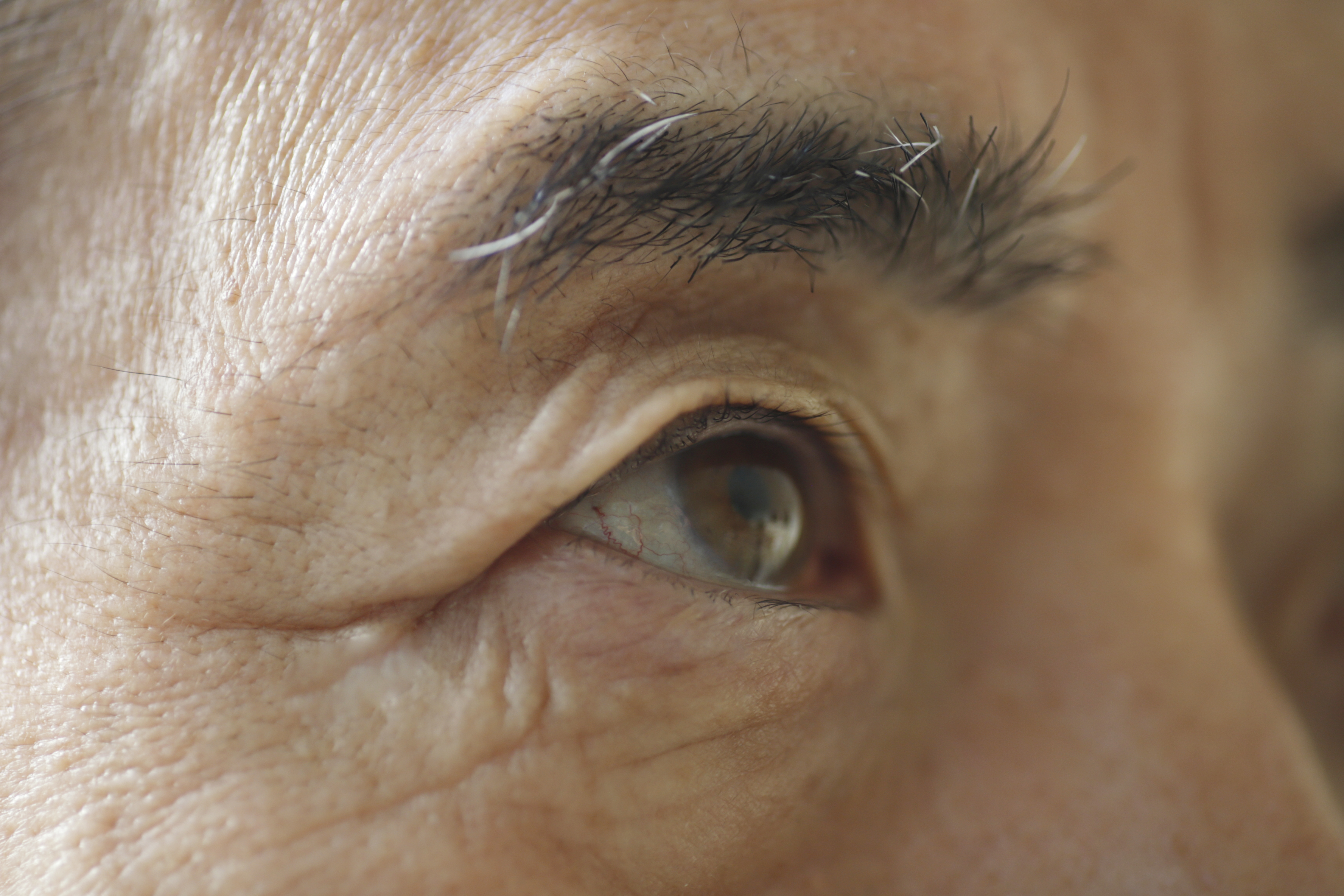 close up of mature person eye
