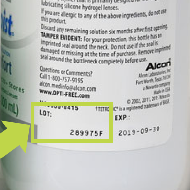 OPTI-FREE Lot Number