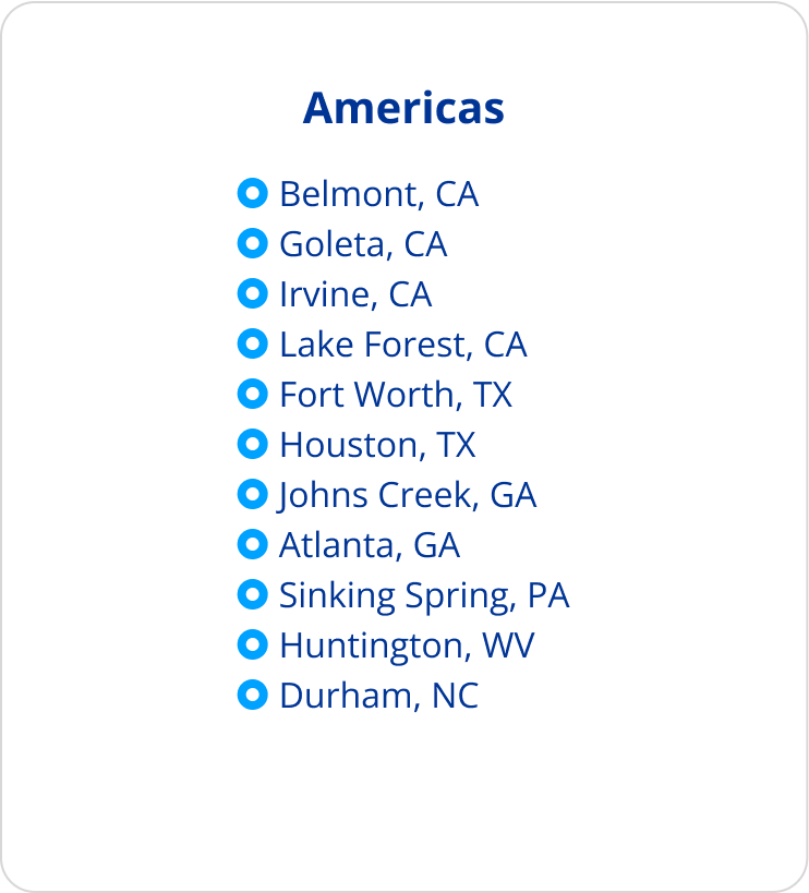 A list of Alcon's North America locations