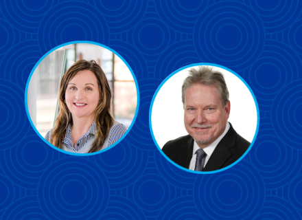 Portraits of Chris Olson, the recently retired Head of Global Manufacturing and Technical Operations (MTO), VC, and Michelle Dixon, Vice President of MTO, VC