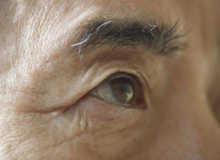 close up of mature person eye
