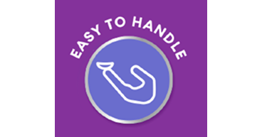 Easy to handle icon showing a hand holding a contact lens