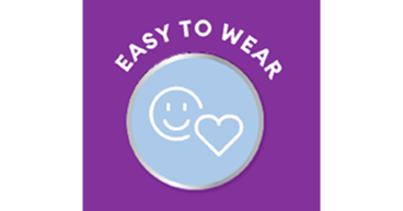Easy to wear icon featuring a smiling face and heart