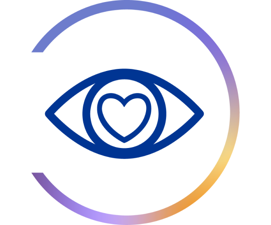 Icon of an eye with a heart in the center of the pupil