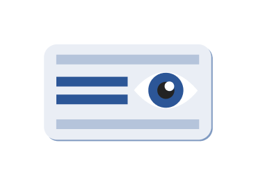 Illustration of an ID card with text lines and an eye symbol, representing vision insurance information