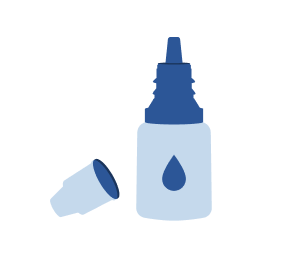 Open bottle of rewetting drops with detached cap