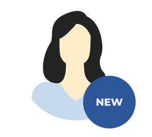 Person icon with a "NEW" label, representing new contact lens wearers