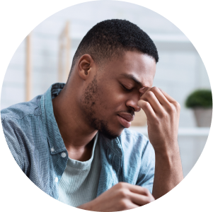 a man with tired eyes