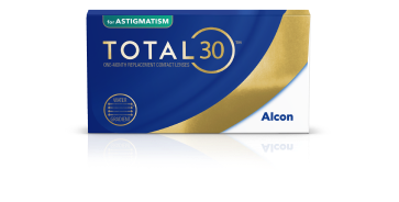 Total30 for Astigmatism One-Month Replacement Contact Lenses product box by Alcon