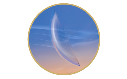 Contact lens floating in air with oxygen flowing through lens