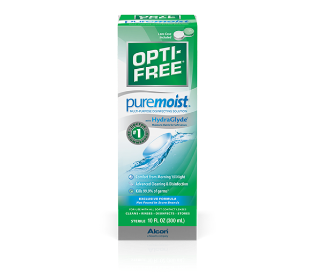 Opti-free Puremoist Contact Lens Cleaning Solution product box