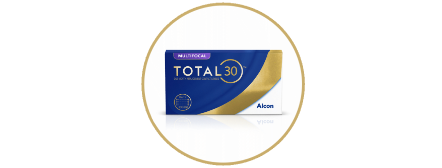Total30 Multifocal monthly replacement contact lens box by Alcon