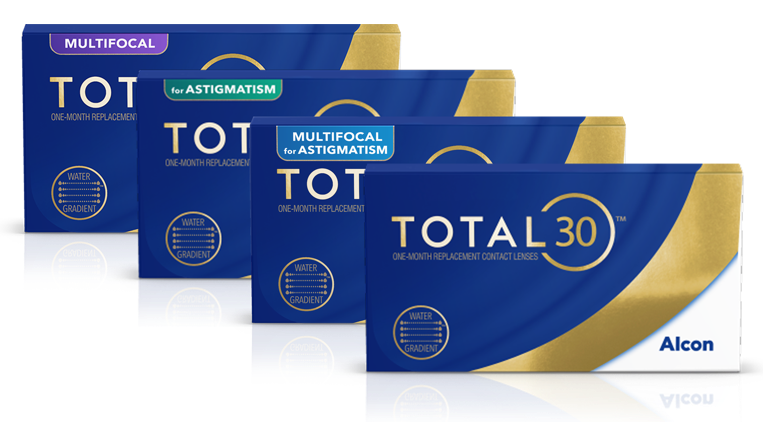 Product box shots for Total30 for monthly replacement contact lenses